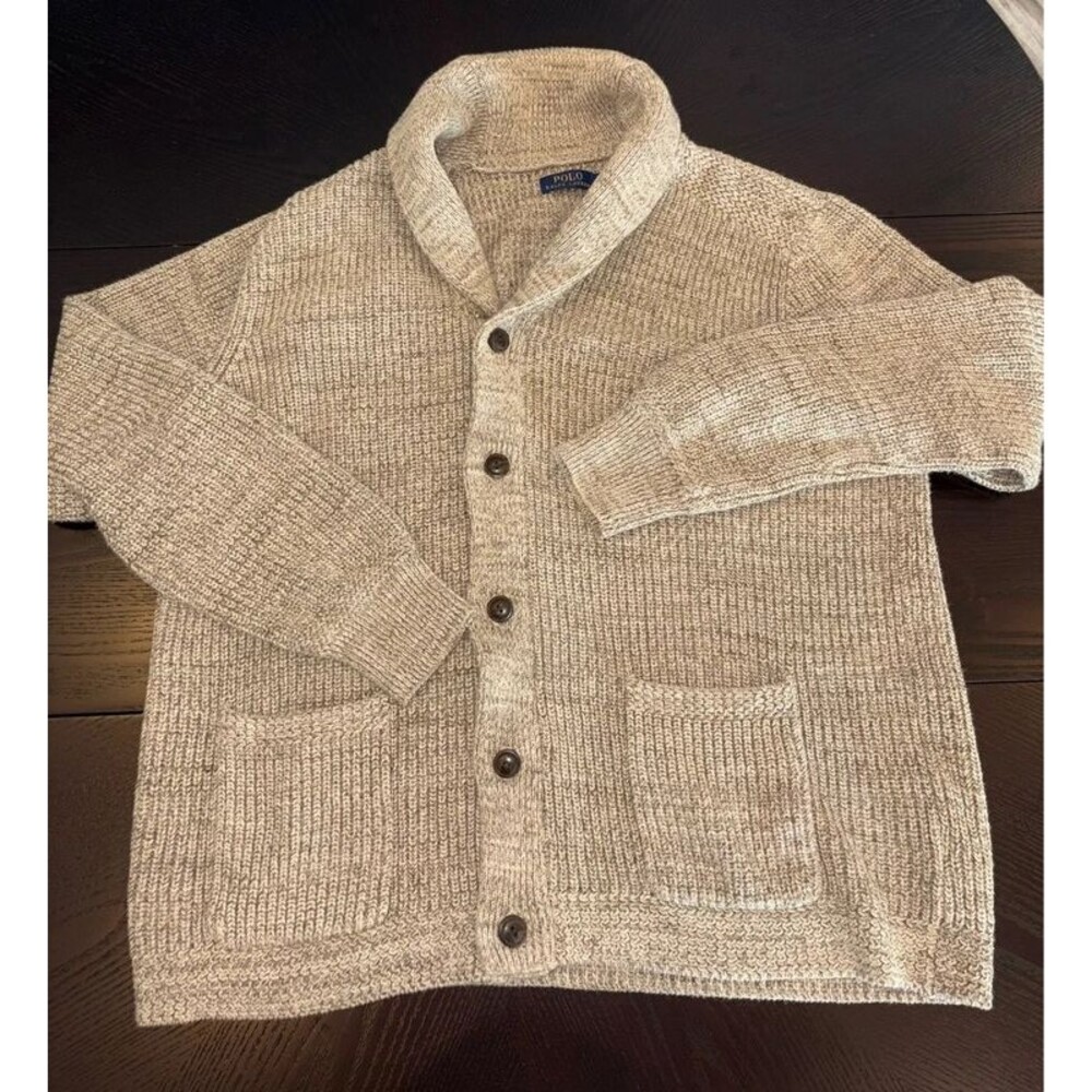 Polo Ralph Lauren Cotton Knit Shawl Collar Cardigan Sweater Sz XL